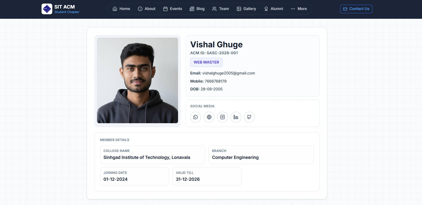 SIT ACM Website Screenshot 3
