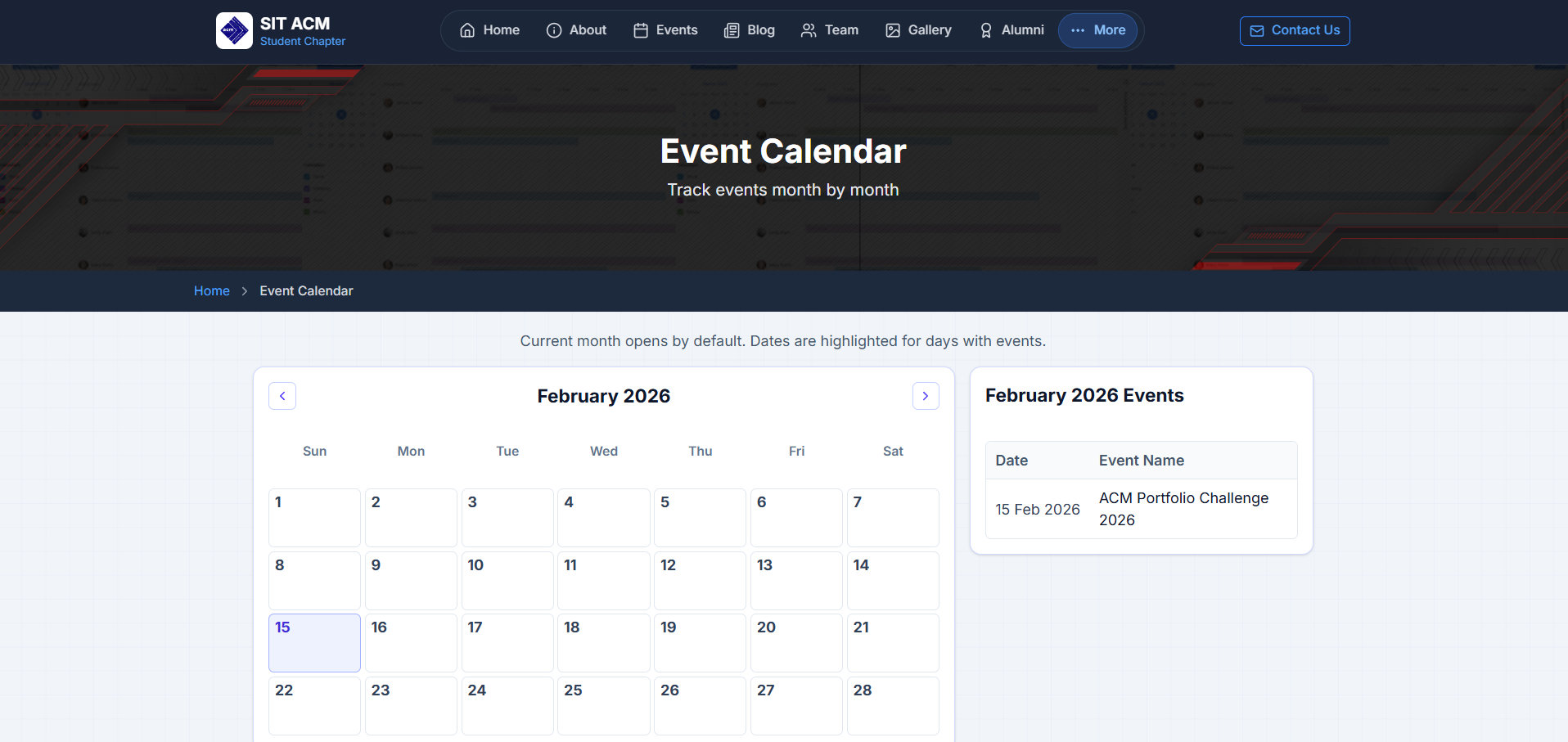 SIT ACM Website Screenshot 5